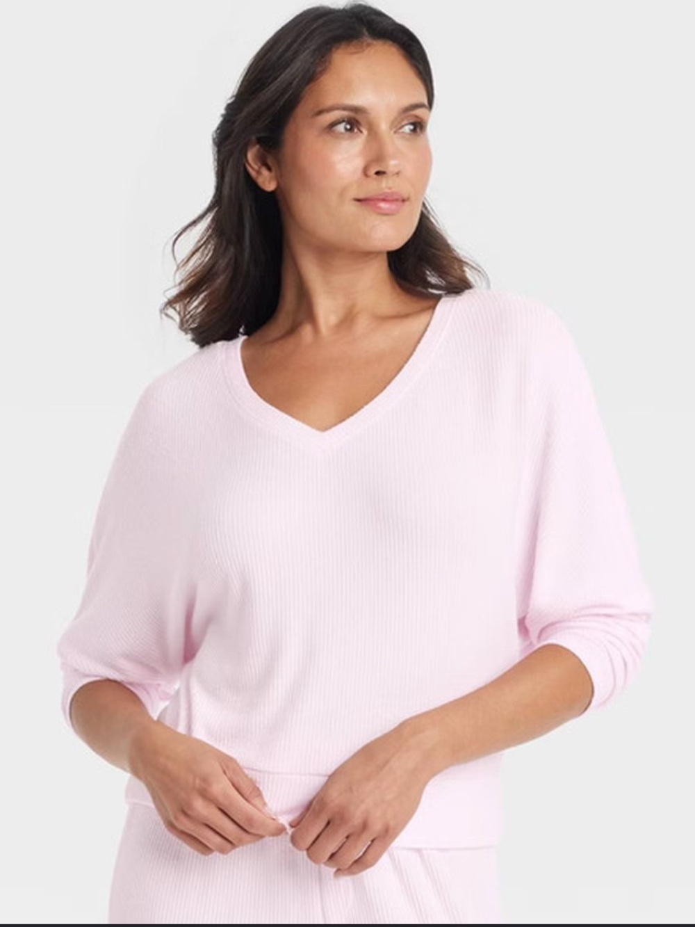 AUDEN Women’s V-Neck Ribbed Lounge/Pajama Top